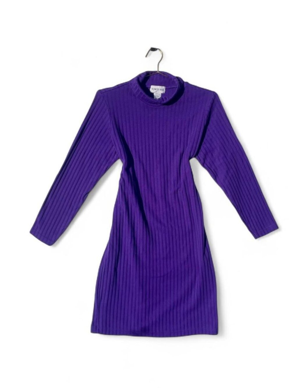 Tower Hill Purple Ribbed Mock Neck Mini Sweater Dress Size L
